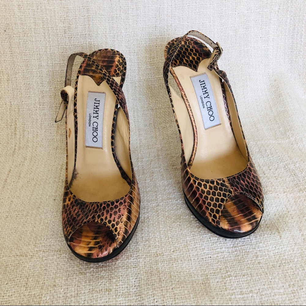 Jimmy Choo Slingback Heels reptile snake print - Picture 2 of 8